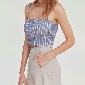 KIMCHI BLUE Blue Striped Crop Tank Top